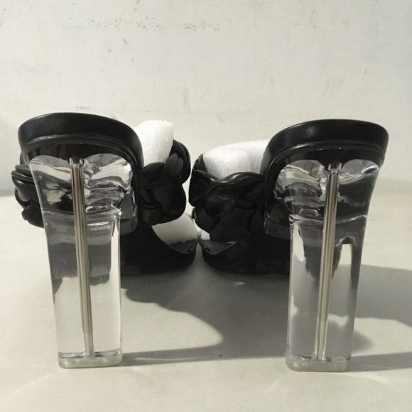 NWT CAPE ROBBIN ZIMMER CLEAR CHUNKY BLOCK HEELS BLACK 5.5 - Picture 11 of 13